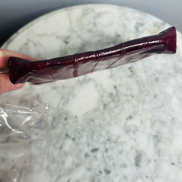 Vintage Eel Skin Zip Pouch or Clutch in Wine - Picture 4 of 8
